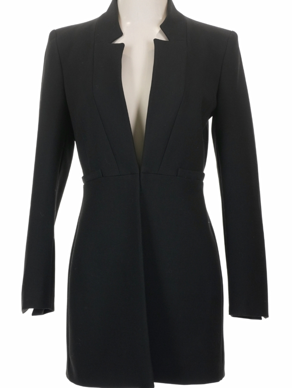 NWT ZARA WOMEN INVERTED LAPEL FROCK COAT LONG BLAZER BLACK Size S - Picture 14 of 16